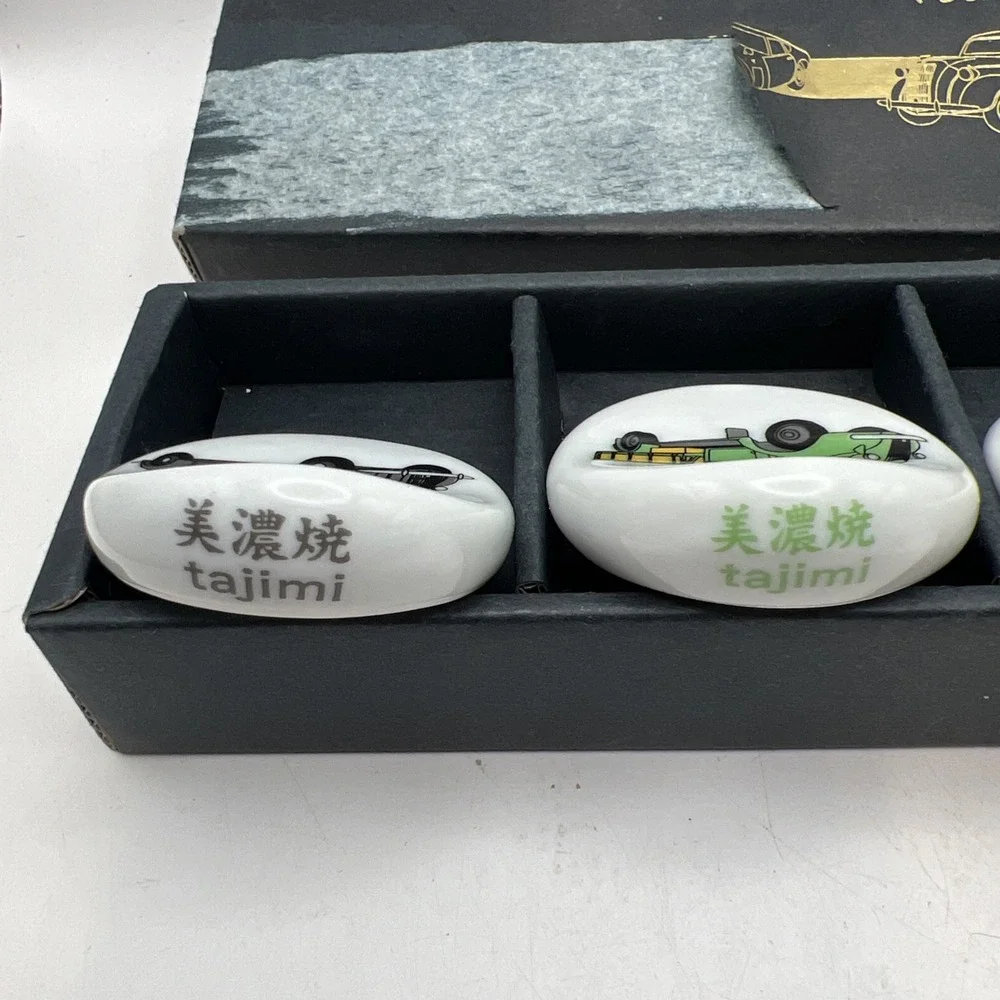Limited Edition Tajimi Japan Mino Ware Automobile Chopstick Holder Set  RARE